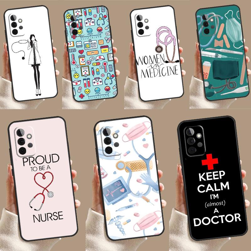 Cartoon Doctor Nurse Case For Samsung Galaxy A34 A54 A14 A15 A25 A35 A55 A53 A33 A13 A52 A32 A12 A51 A71 Cover