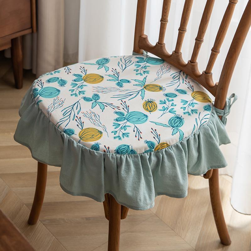 Detachable Washable Floral PatternSolid Color Dining Chair Cushion Comfort Non-slip Lace-up Four Seasons Seat Mat Buttocks Pad 43x45cm 4990₽