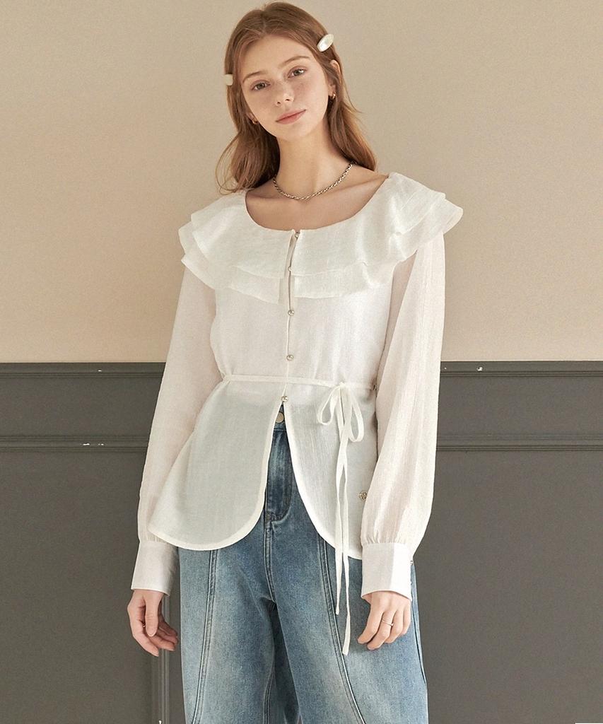 MICANE Babies Breath Ruffle Collar Blouse Ivory