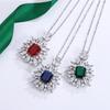 Gold-Plated Temperament Heroine Stone Luxury Square Pendant Necklace Colored Treasure Simulation Copper Bottom Old Money Style