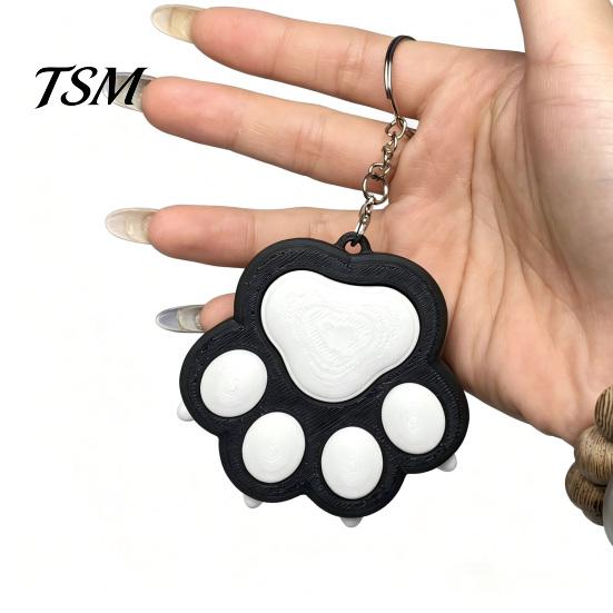 Novelty Bag Decoration Panda Paw Clicker Keychain, Cute Stress Relief Fidget Toy for Black And White Key Charm Car, Couple Ring Hanging Ornament,