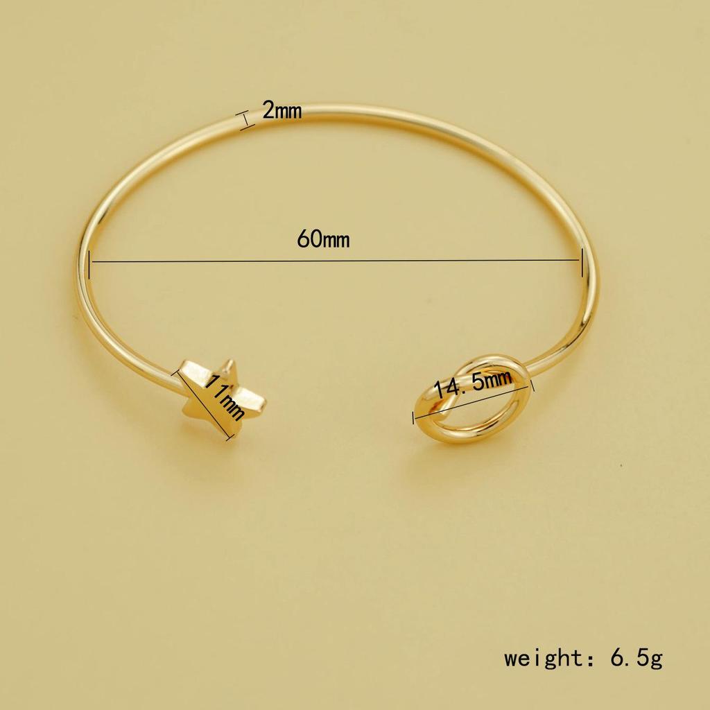 European & American Style Star Knot Openable Copper Bracelet - Versatile Korean Fashion Jewelry Accessory