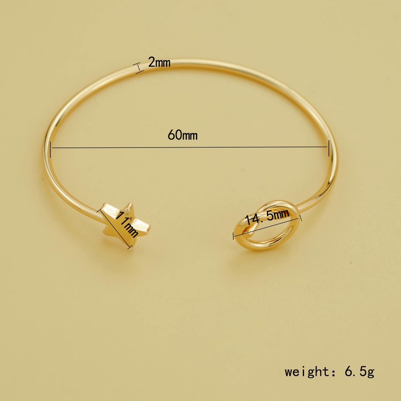 European & American Style Star Knot Openable Copper Bracelet - Versatile Korean Fashion Jewelry Accessory