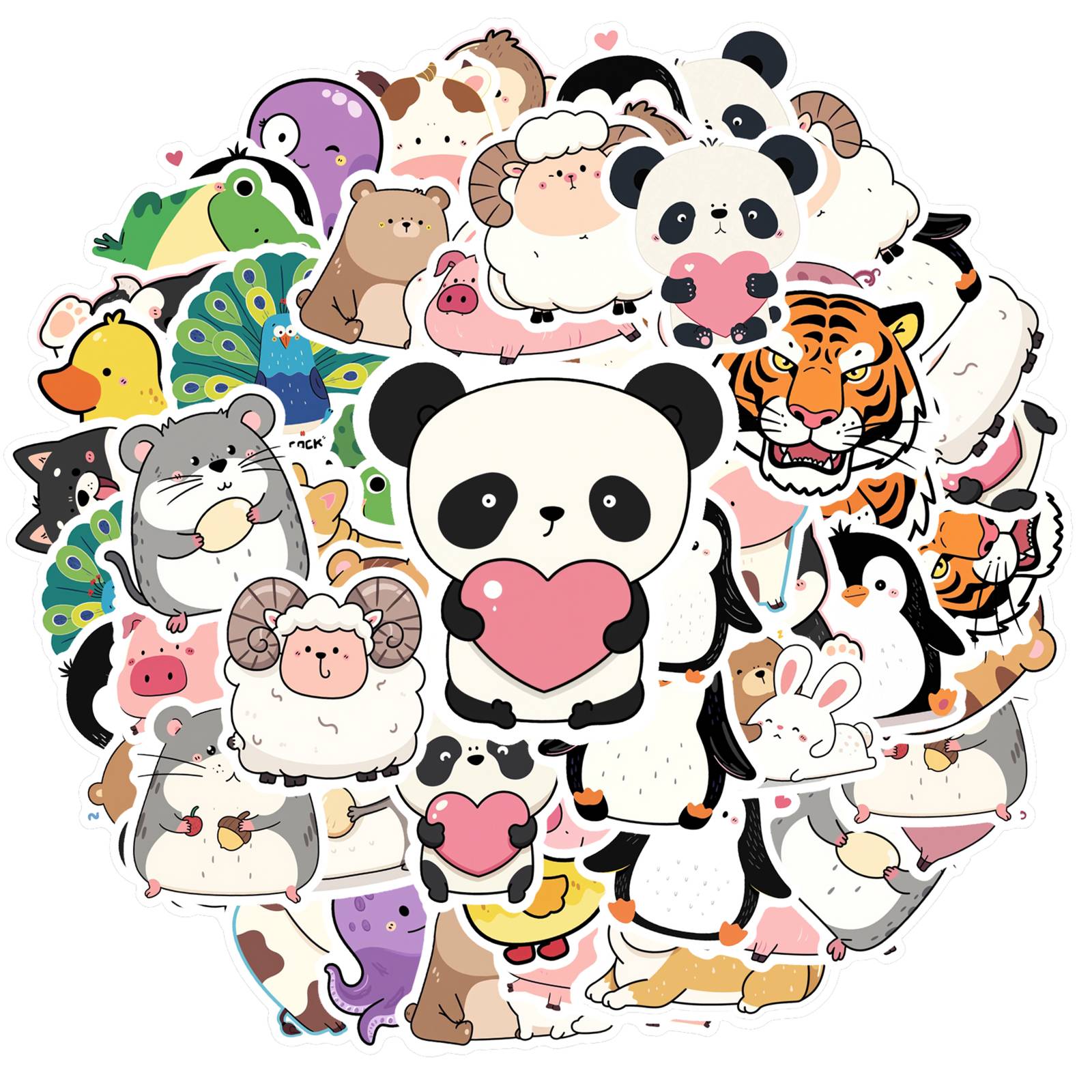 

35pcs-70pcs Adorable Wildlife Stickers Cartoon Animals Stickers Funny Stickers For Laptop Motorcycle Luggage Phone Guitar