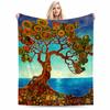 Colorful Artistic Tree Design Blanket with Ocean and Moon Background Blanket, Suitable for Use In the Bedroom, Living Room, On the Sofa