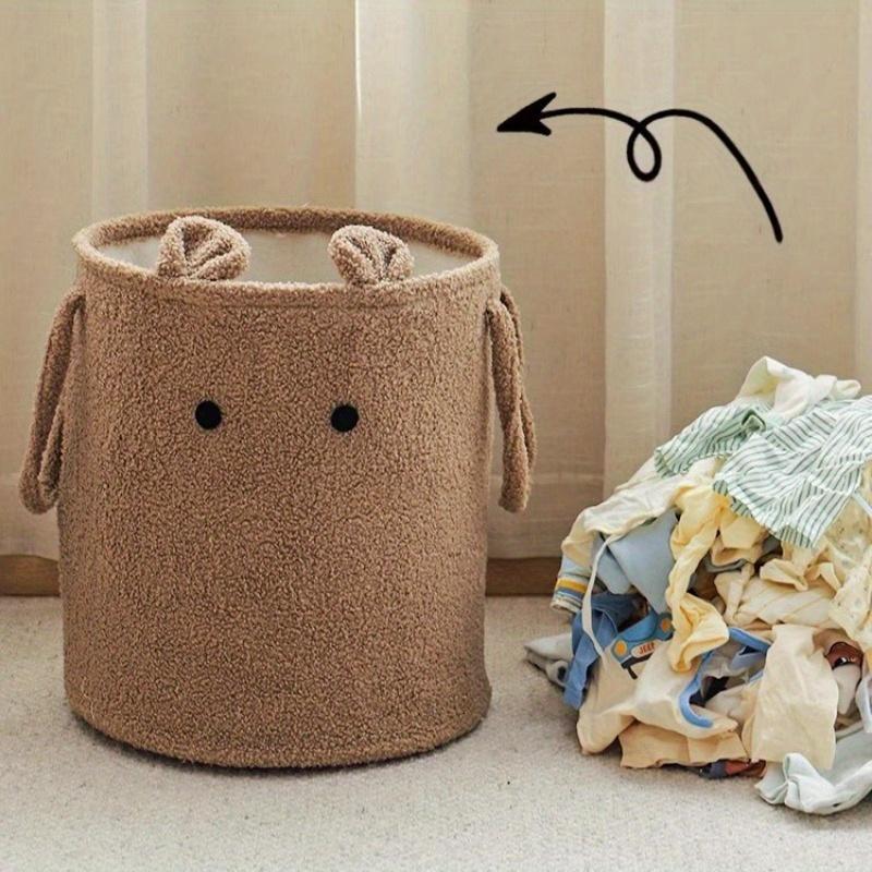 Lambs Wool Laundry Basket Toys Snacks Storage Organizer Handheld Dirty Laundry Baskets Plush Laundry Baskets Sundries Organizers