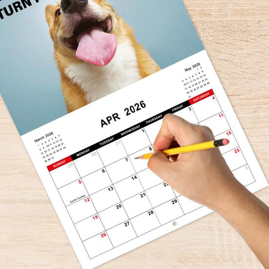 2026 Wall Calendar Funny Desk Dogs Calendar Jan. 2026 - Dec. 2026 12-Month Calendar for Home Office Wall Decor