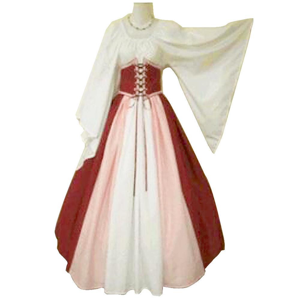 Court Women Medieval Long Dress Halloween Cosplay Costume Stage Performance Gift
