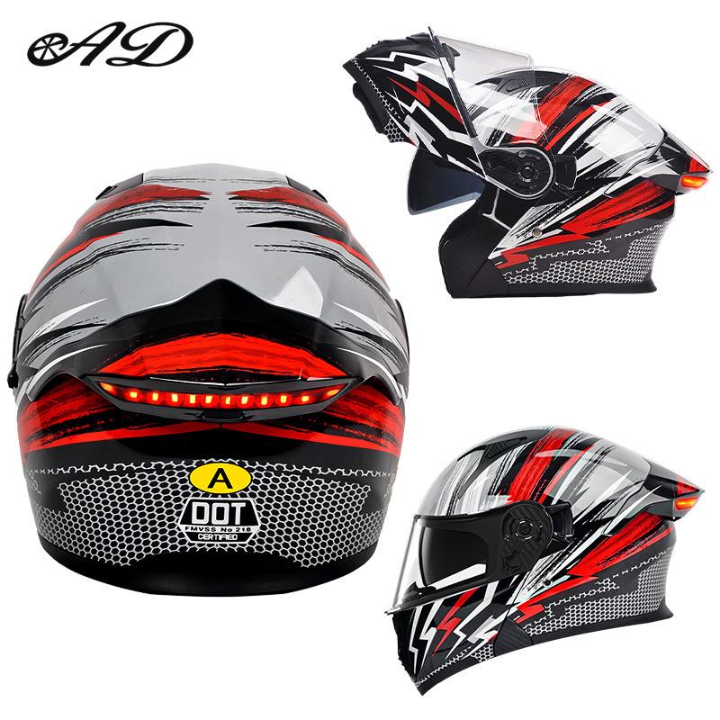 DOT Certified Unisex Flip-up Motorcycle Helmet: Stylish, All-Season Safety Taillight Design
