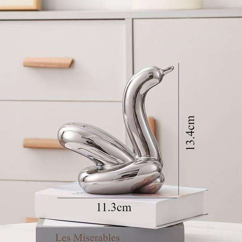 

13.4см Мини Креативный Шар Лебедь Абстрактная Керамическая Фигурка Скульптура Кабинет Статуэтка Аксессуары для Дома Офиса Украшение Подарок 11.3cmX6.5mX13.4cm серебряный