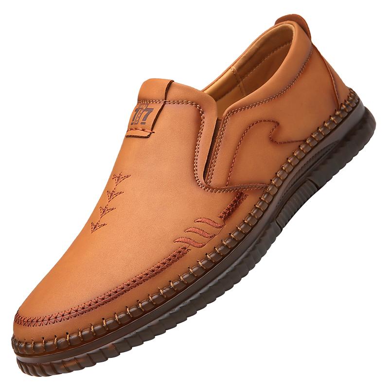 Fashion Spring Autumn Hot Selling High Quality Handmade Sole Loafers Simple Men's Leather Work Shoes Outdoor Leisure Men's Walking Shoes