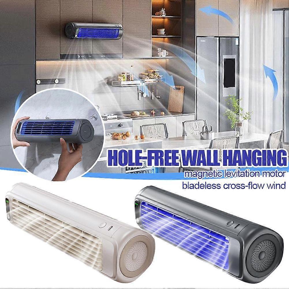 Wall Mounted Bladeless Cooling Fan 3 Speeds with Remote for Kitchen Home Office
