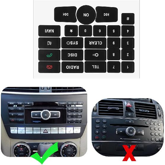 RDBS Car Interior Button Stickers Fit for Mercedes Benz W176 W246 W204 W212 C207 A207 W218 R172 R231 X204 Steering Wheel Window Door Lock AC Seat