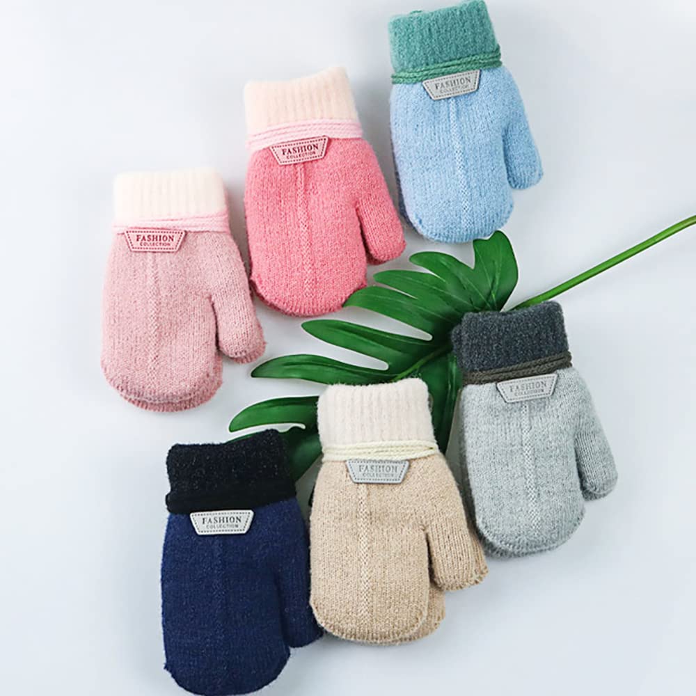 Buffydeer Knit Ages with Cute Winter Gloves for Girls and and Perfect for Playing In the or Kindergarten Kids' Mittens, Unisex, 1-4, Drawstring, Warm,