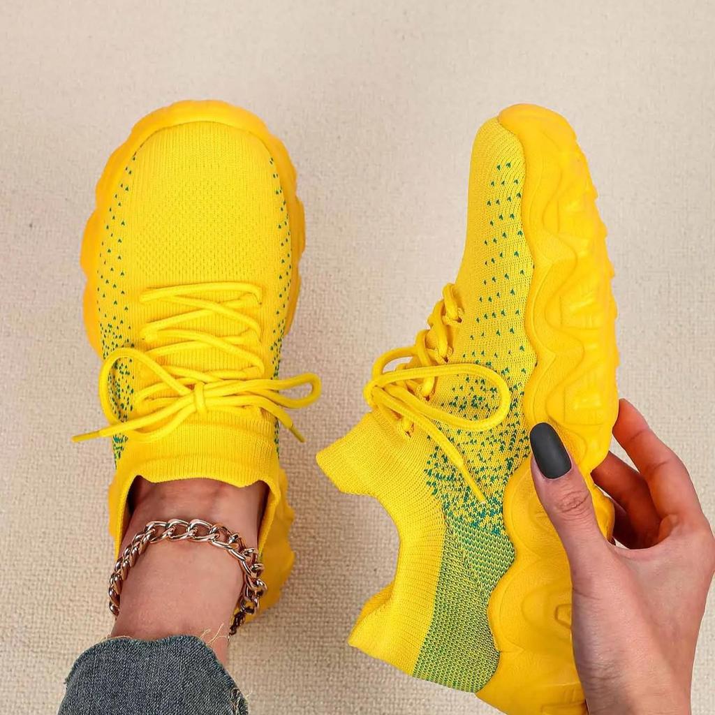 Atmungsaktive Plateau-Sneaker Gestrickte klobige Schuhe für Damen Herren Freizeitschuhe Trendige Socken-Schuhe Rutschfest Verschleißfest