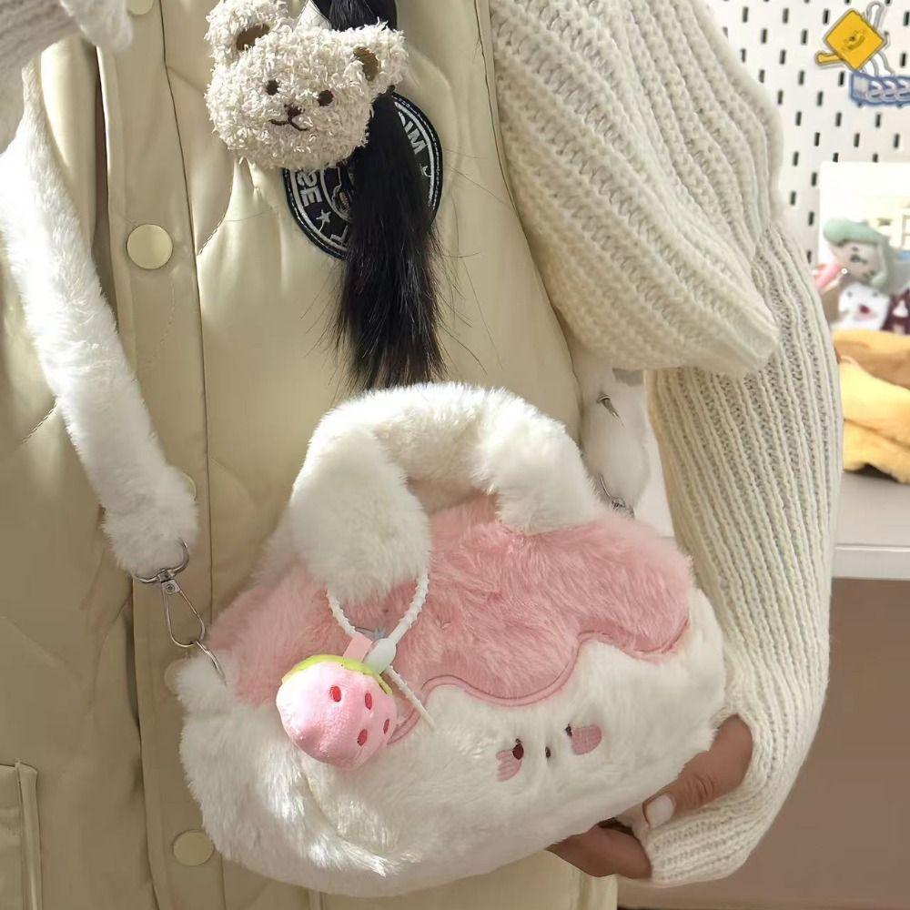 with Plush Pendant Children Backpack Plush Cartoon Shoulder Bag Pudding Crossbody Bag Students