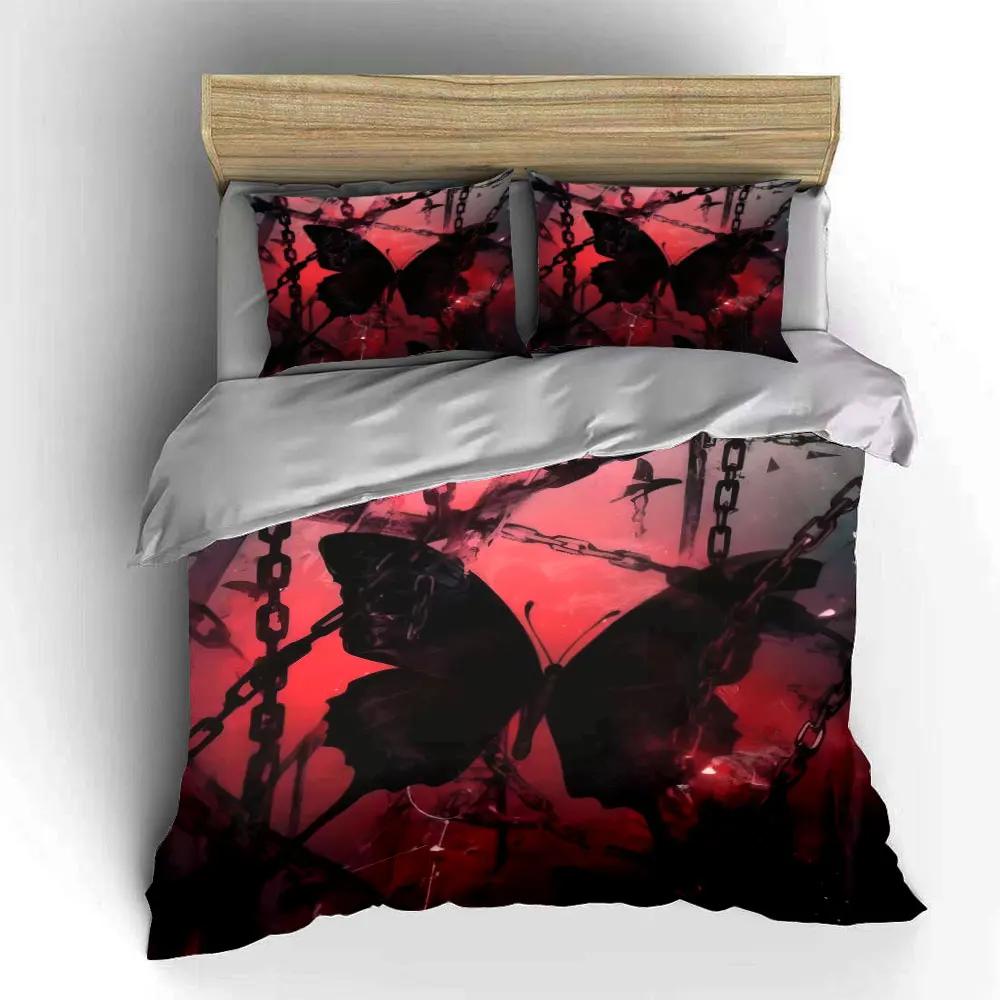 "Gothic Butterfly Art Decor Set" Bedding Set with 1 Duvet Cover 2 Pillowcases Single Double King Queen Gift