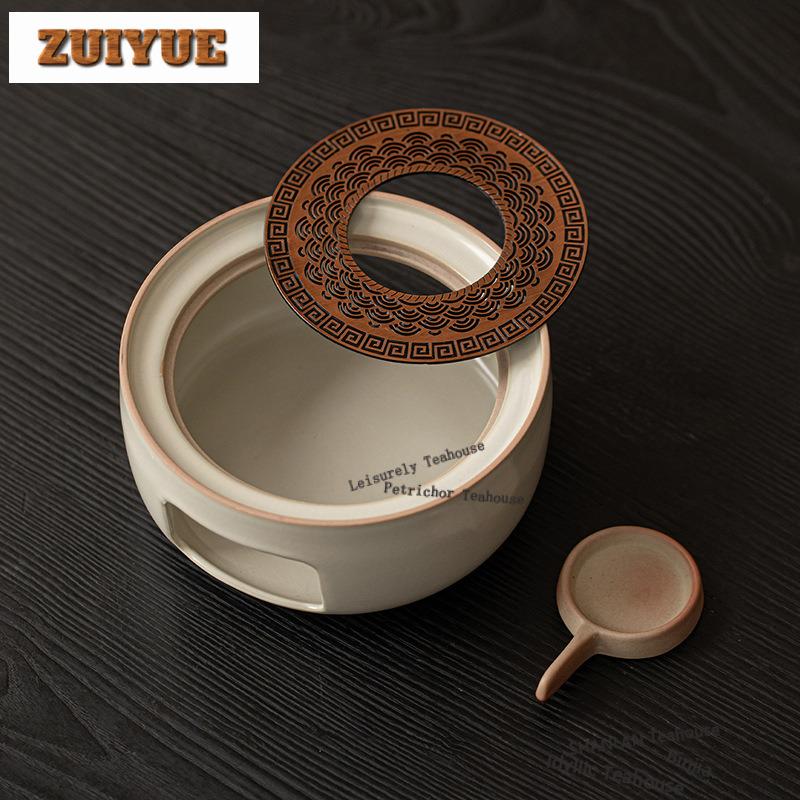 Ru Kiln Sea Wave Tea Warmer Holder Alcohol Burner Stove Kettle Stand Boiling Water Carbon Furnace Tea Services Ornaments Craft