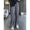 Eis Seide Tie-Dye High-Waist Weite Hosen - Damen Sommer Lässig Lockerer Schnitt