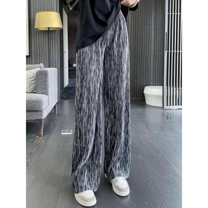 Eis Seide Tie-Dye High-Waist Weite Hosen - Damen Sommer Lässig Lockerer Schnitt