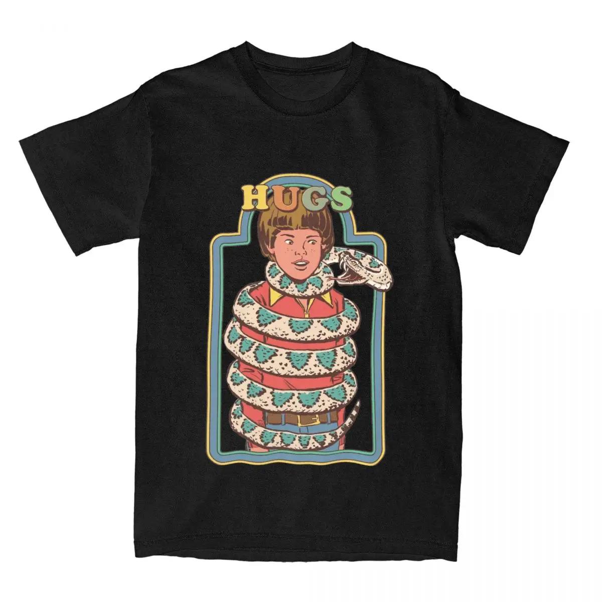 

Забавная футболка с объятиями змеи для мужчин и женщин, ностальгический юмор, художественная одежда, модная футболка, футболки, хлопок, идея для подарка, одежда XXXXXL чёрный