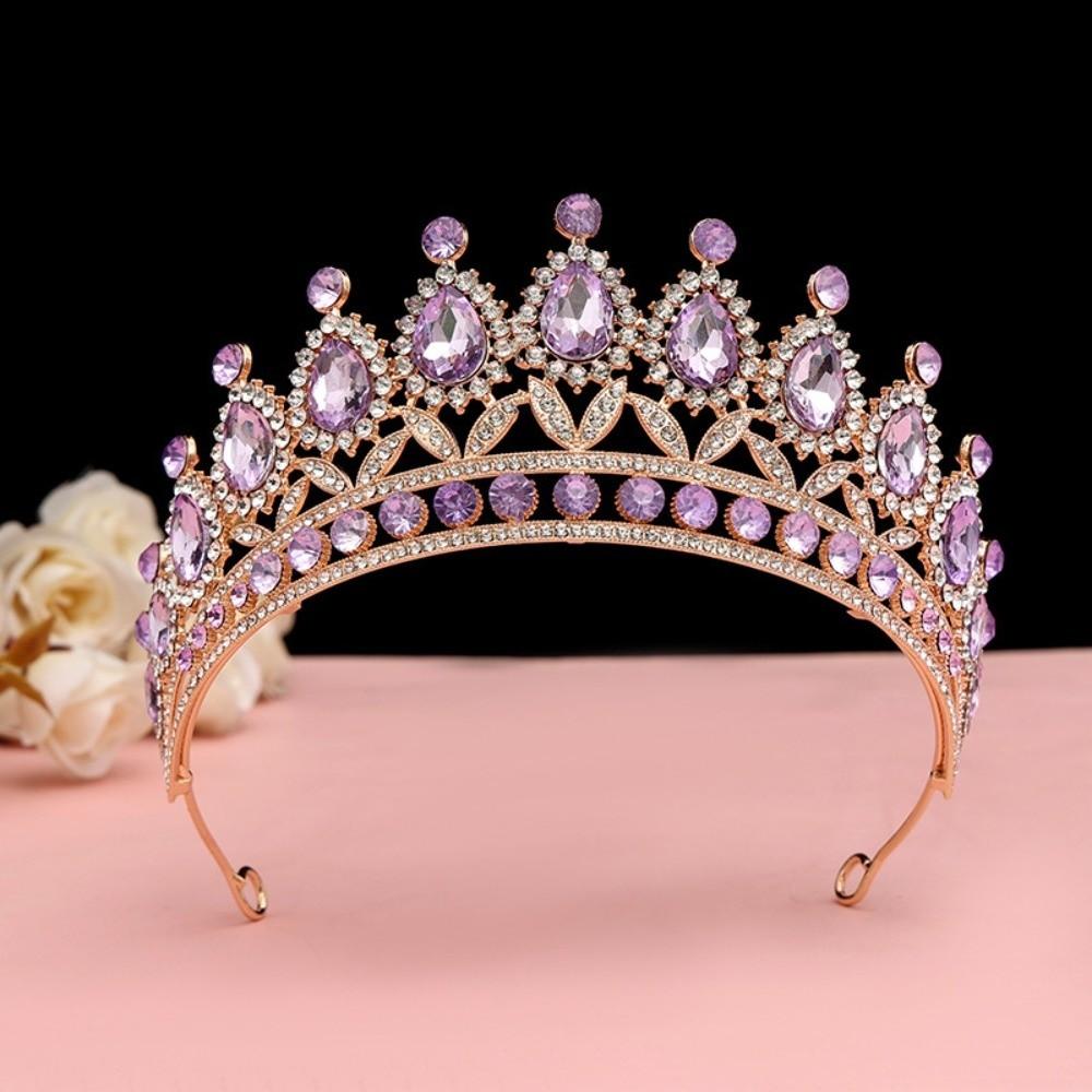 Роскошная Элегантная Хрустальная Свадебная Тиара Металлическая Свадебная Тиара для Волос Корона Принцессы Празднование Дня Рождения 4