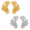 Elegant stil Ginkgo Biloba blader vridd tekstur blad øredobber Titan stålbelagt 18k gull Overdrevet lys luksus stil øredobber
