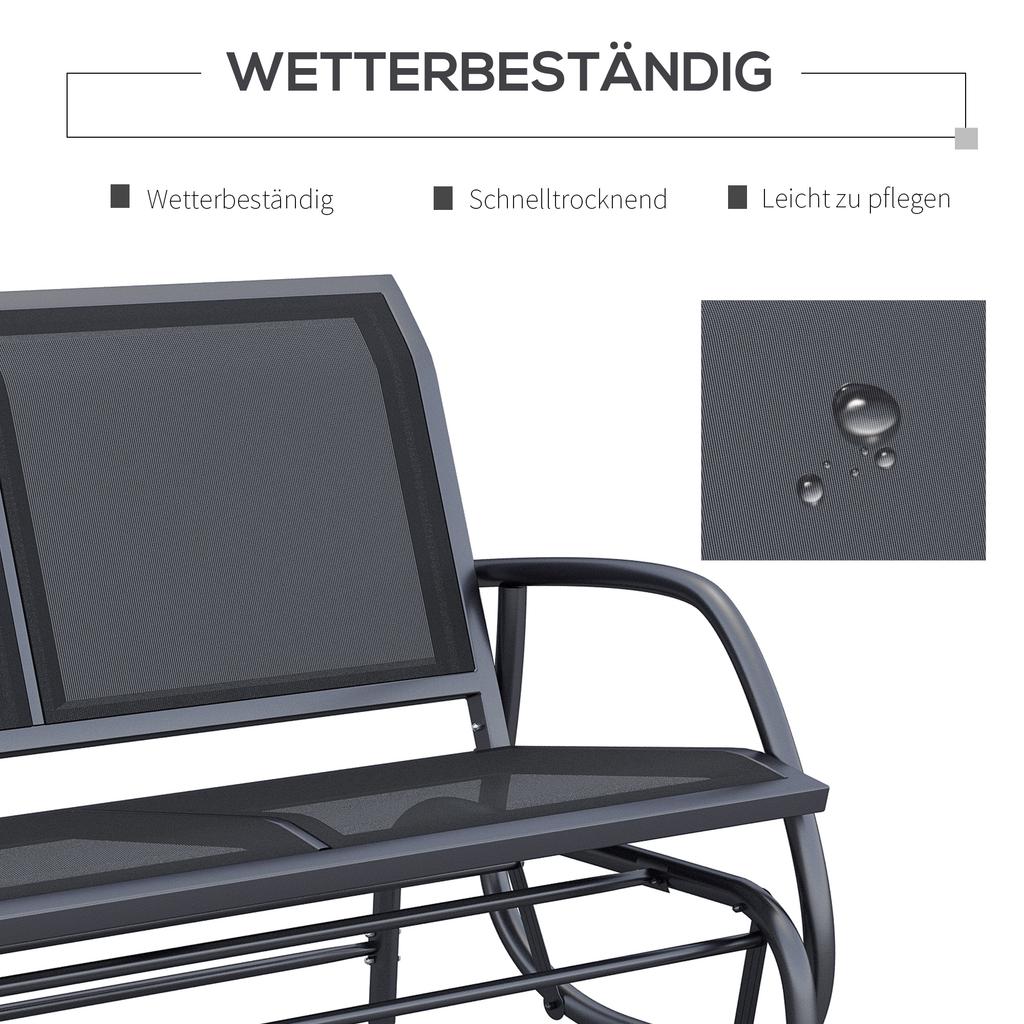 Two Seater Swing Chair Garden Bench With Swing Mechanism Loadable Up To 200 Kg 120 X 70 X 85 Cm Black