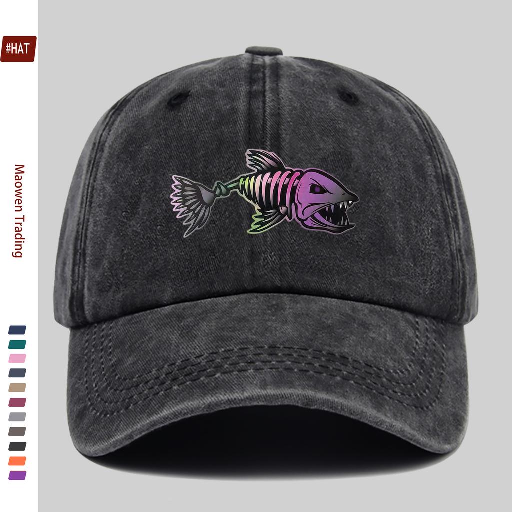 pc Unisex Multicolor Fishbone Pattern Printed Baseball Cap Casual Travel Decorative Sun Hat Comfortable Lightweight MultiCo