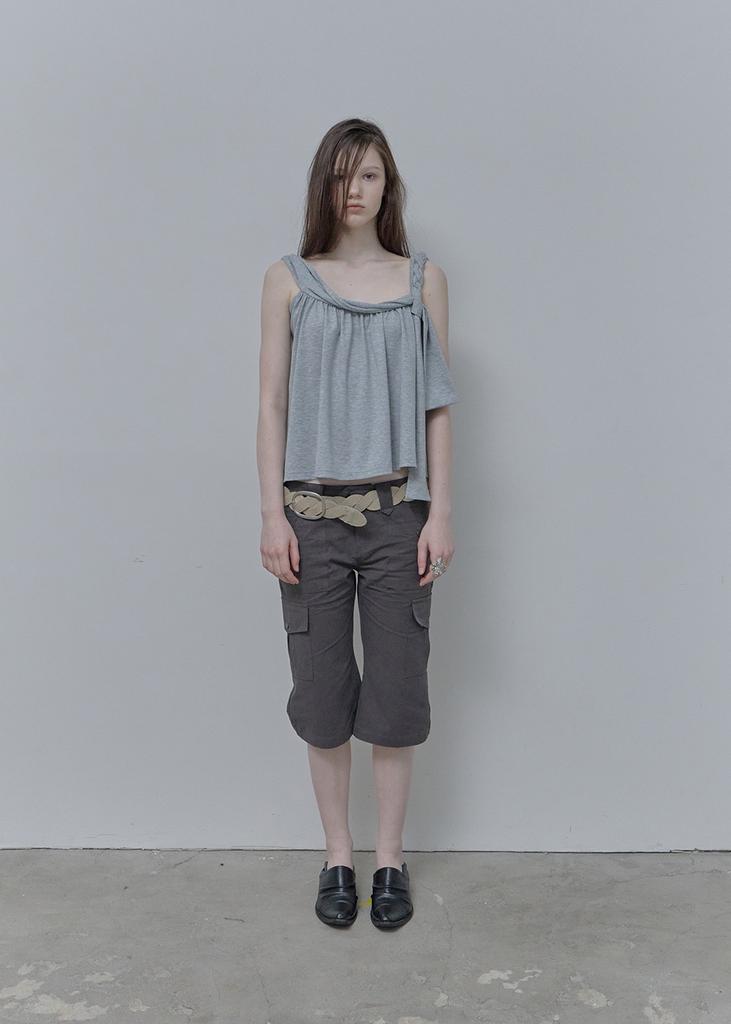 Pilse Low Capri Cargo Pants, Charcoal
