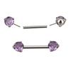 Newest Fashion Titanium Threadless Push In Nipple Barbell With Prong Set CZ Ends Push Pin Style Piercing  Body Jewelry