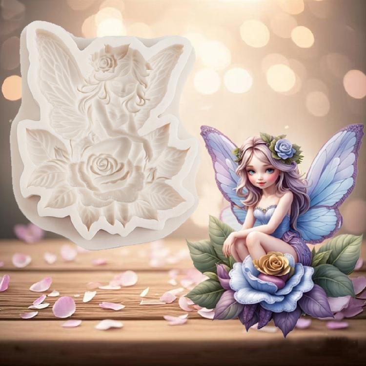Silicone Rose Butterfly Fairies Fondant Mold Easy Demolding Ideal for Family Crafts Baking Projects and Decorative Art