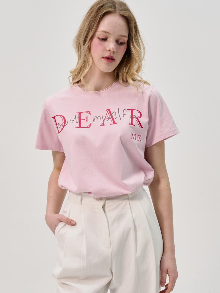 SORRY, TOO MUCH LOVE Dear Me Short Sleeve T-Shirt_Pink