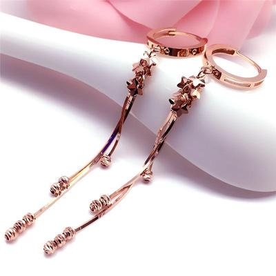 Lila Vergoldet 14K Roségold Weiche Kette Runde Perlen Ohrhänger Für Damen Exquisite Sterne Kreativer Schmuck für Partys Geschenke