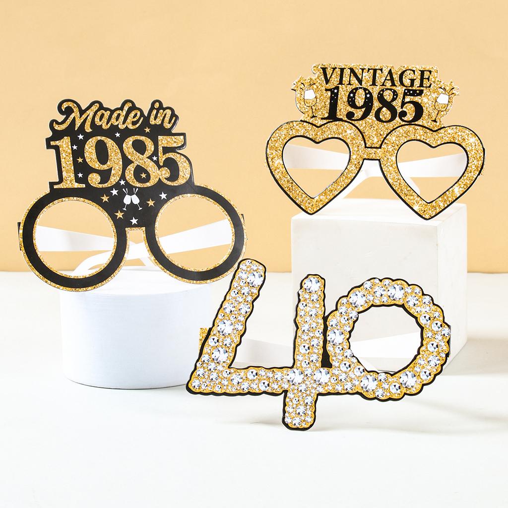 30th 40th 50th 60th 70th Balck Birthday Glasses Photography Props Celebrate Birthday Party Decoration Adults Anniversary Decor