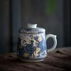 Kreatívne smaltované farebné hrnčeky na kávu Ručne vyrábané keramické šálky Porcelánová šálka na čaj vysokej kvality s krytom a filtrom Čajový obrad
