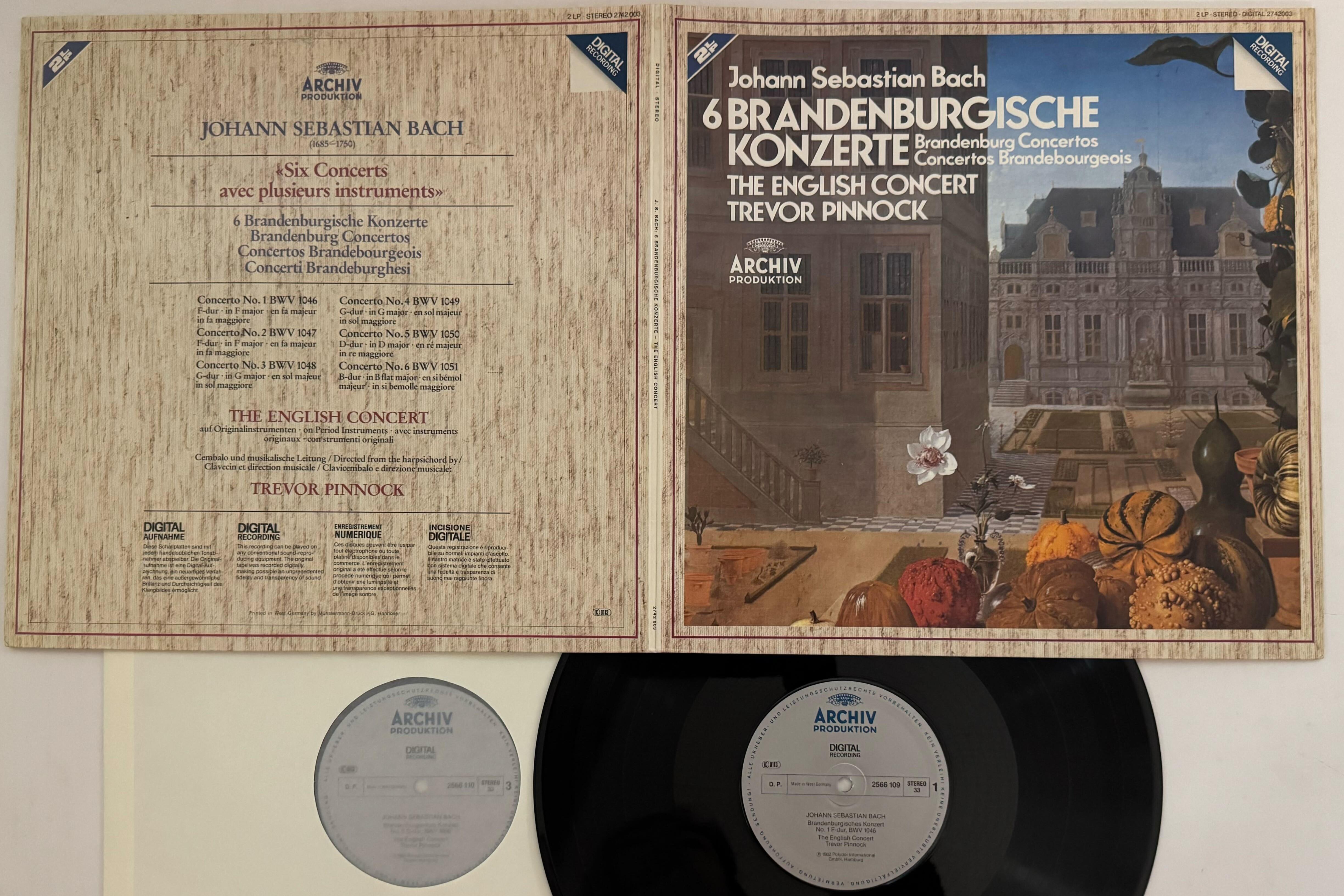 

LP Record TREVOR PINNOCK ENGLISH CONCERT J S Bach 6 Brandenburgische Konzert 2742003 ARCHIV PRODUKTI 1982 Germany Classical Used