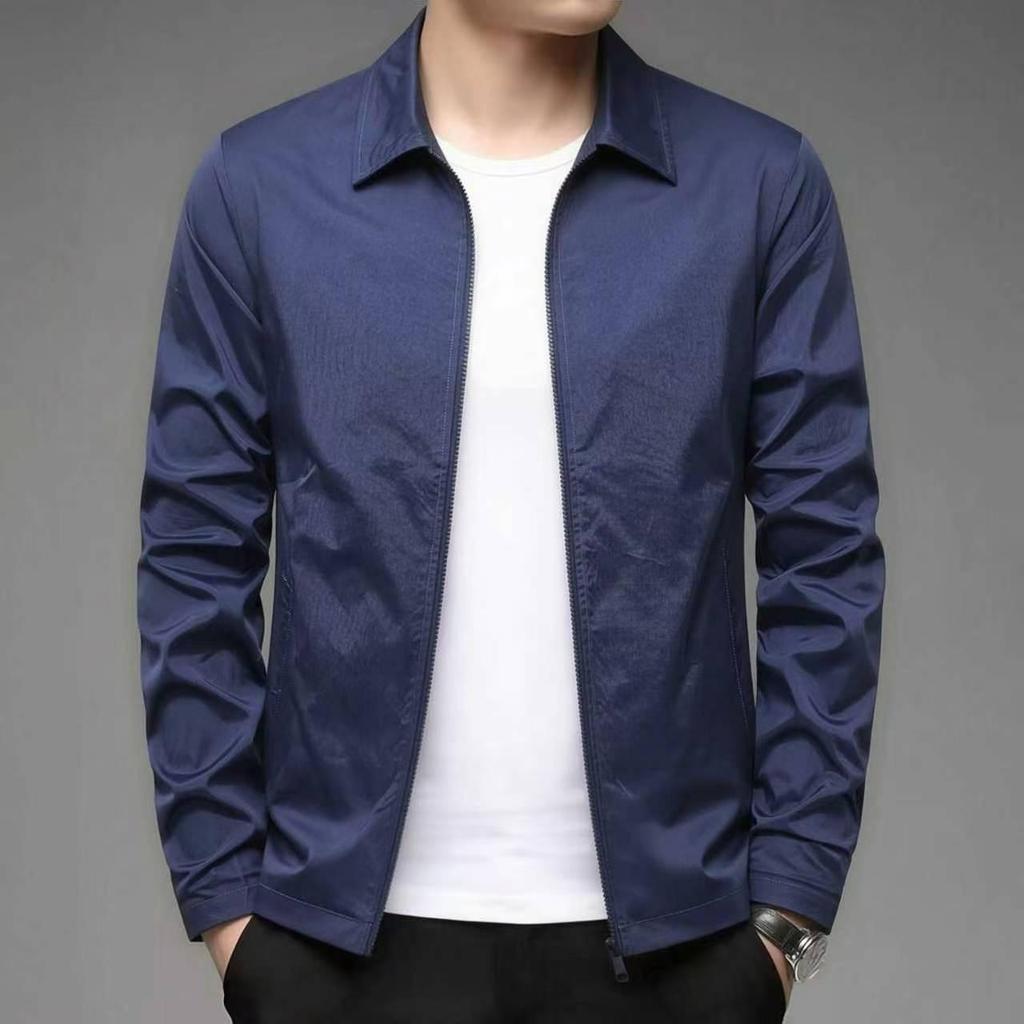 Men's Solid Color Lapel Jacket - Spring 2026, Long Sleeve Business Casual