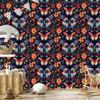 Wallpaper Colorful Butterflies Navy Blue and Burgundy for Living Room and Bedroom 50x1000