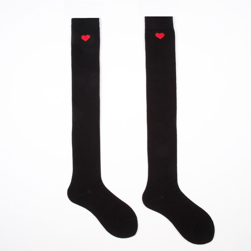 

Autumn/Winter Silicone Non-Slip Over-the-Knee Socks with Heart Detail, Versatile Slimming Tights for Women s College/Office Wear One Size