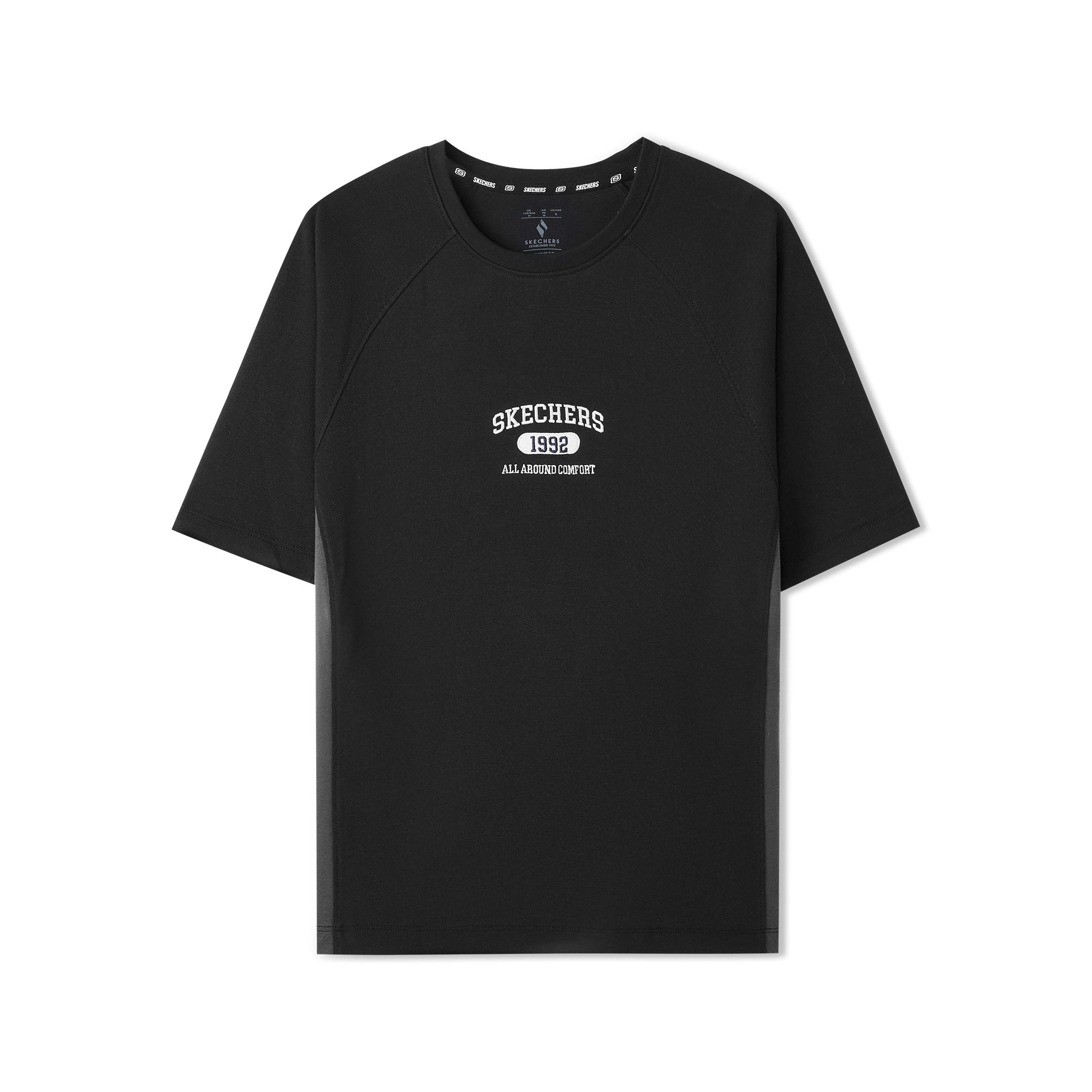 Skechers Fashionable Versatile Slim Fit Comfortable Short Sleeve Raglan T-Shirt Women tops Carbon-Black L225W122-0018 S