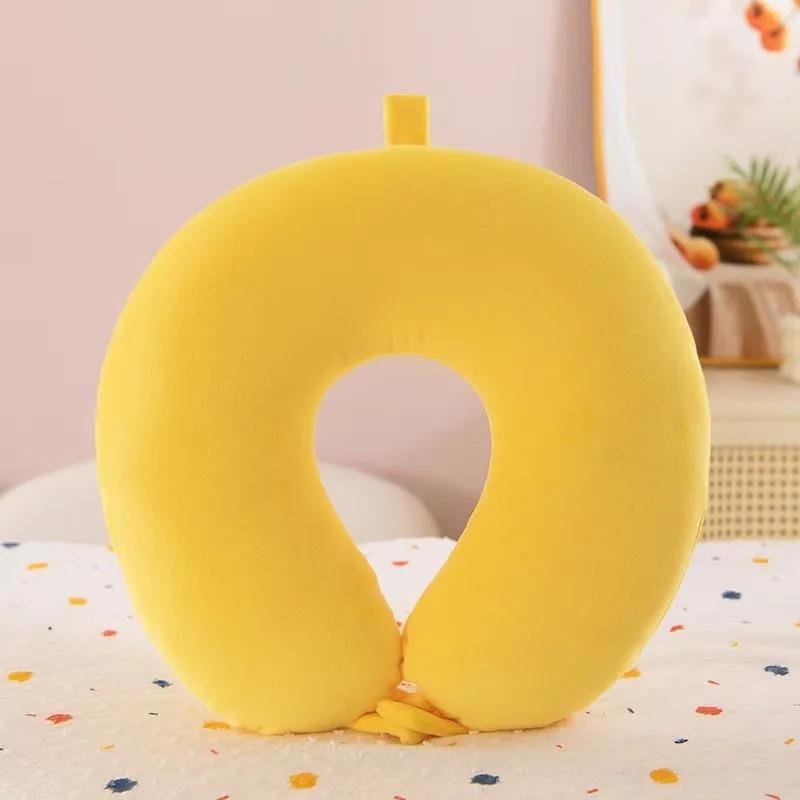 New in Minimalist Plush U-shaped Pillow Neck Airplane Pillow Traveling Car Home Office Neck Flight Pillow Snap Strap Soft Cover