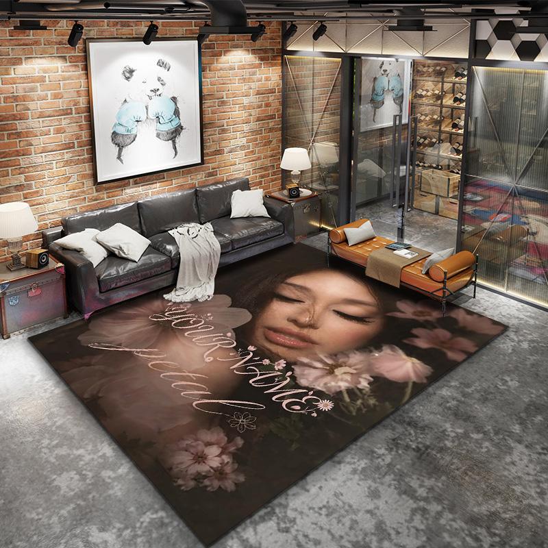 Floral Dreams Custom Name Carpet Rug For Living Room Bedroom Home Sofa Decoration Kids Play Nonslip Floor Mat