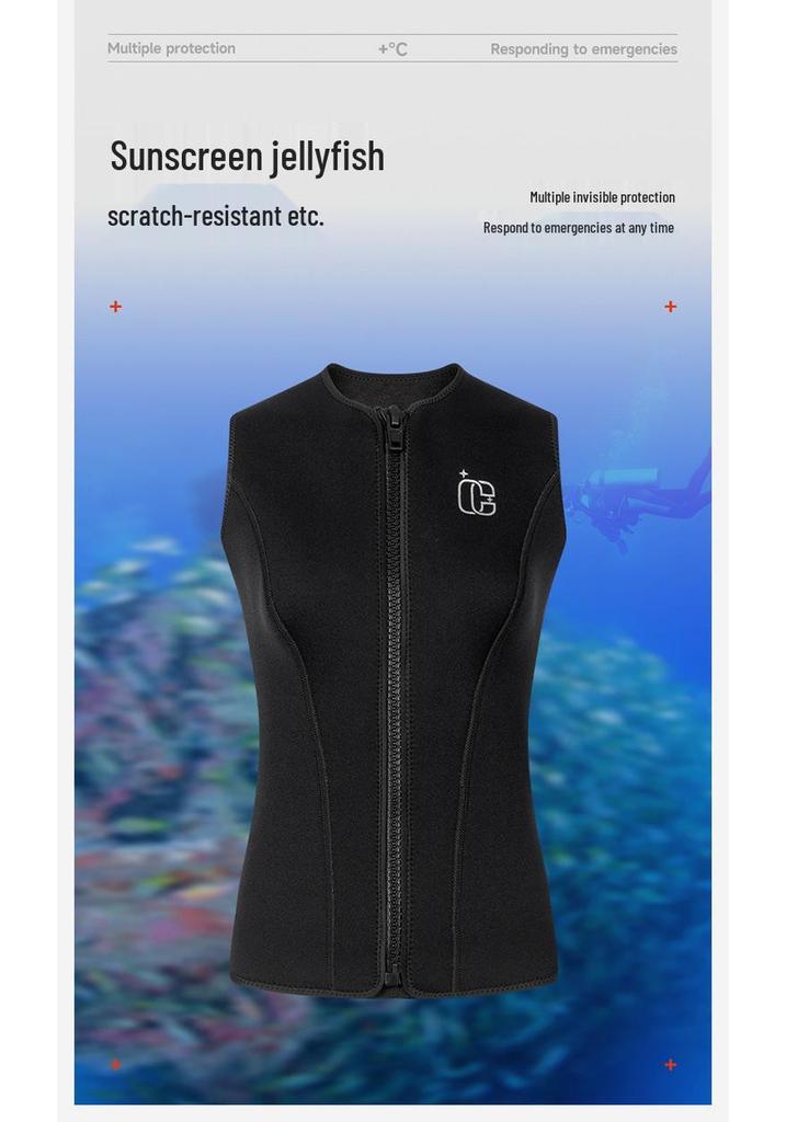 Top de neopreno sin mangas con forro polar de 3 mm unisex para natación en aguas frías, surf y snorkel.