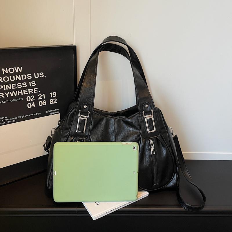 Women's Shoulder Bag Solid Color Large Capacity Travel Commuter Tote Bag