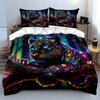 Colorful Leopard Themed Home Decor Bedding Set With 1 Duvet Cover 2 Pillowcases Single Double King Queen, Gift