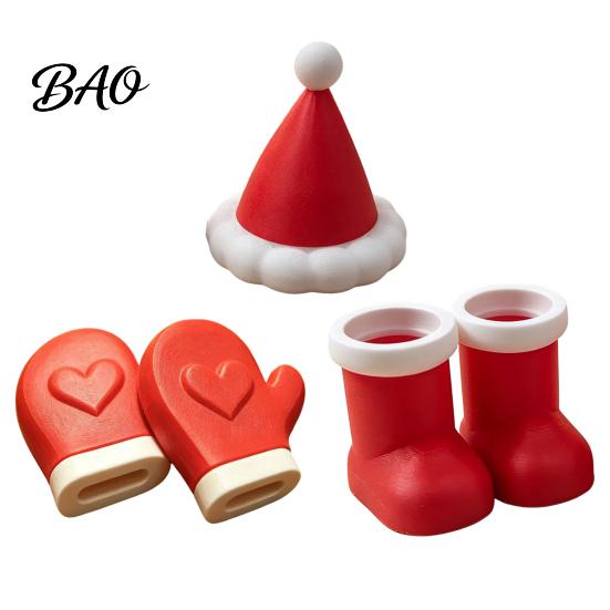 Indoor Christmas Decoration Supplies Theme Ornaments, Santa Hats/Boots/Gloves Decorative PLA Figures, 3D Printed Holiday Crafts for Home Showcase