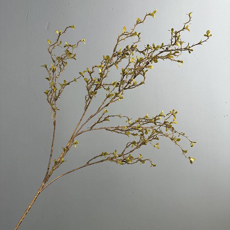 6pcs Simulation Plants Plastic 5-Forks Freesia Branch Hotel Decorative Artificial Winter Jasmine Green Plant Hall Decoration