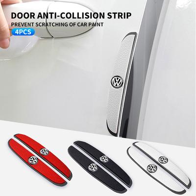 PO0-4pcs Rubber Anti Collision Strip Car Door Rearview Mirror Protector Stickers For VW Touran Beetle Golf Passat Jetta