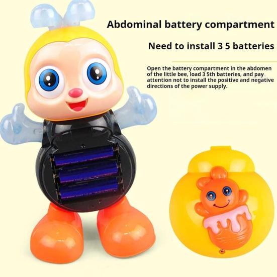 Yousheng Electric Singing Dancing Bee Toy with Music LED Light Toddlers Boys Girls Interactive Wiggling Bee Toy Children Educational Cartoon Animal